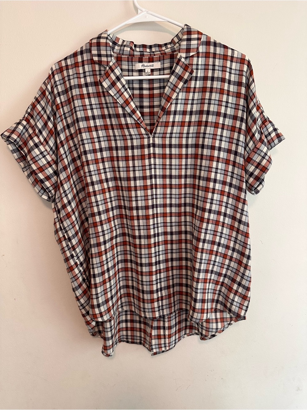 Madewell Hayden Popover in Burlington Plaid. Size Small. 100% Cotton